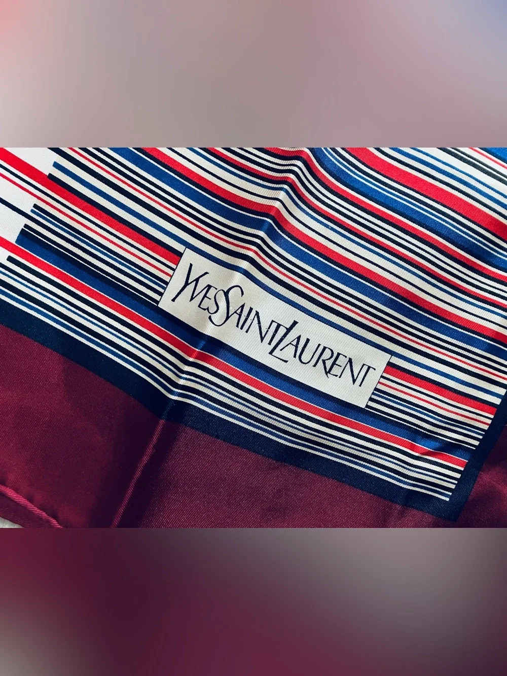 Yves Saint Laurent 🔥 Striped Silk Scarf